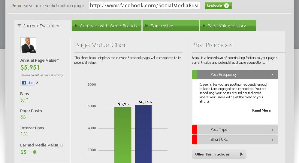 Danny Brown Facebook page evaluator
