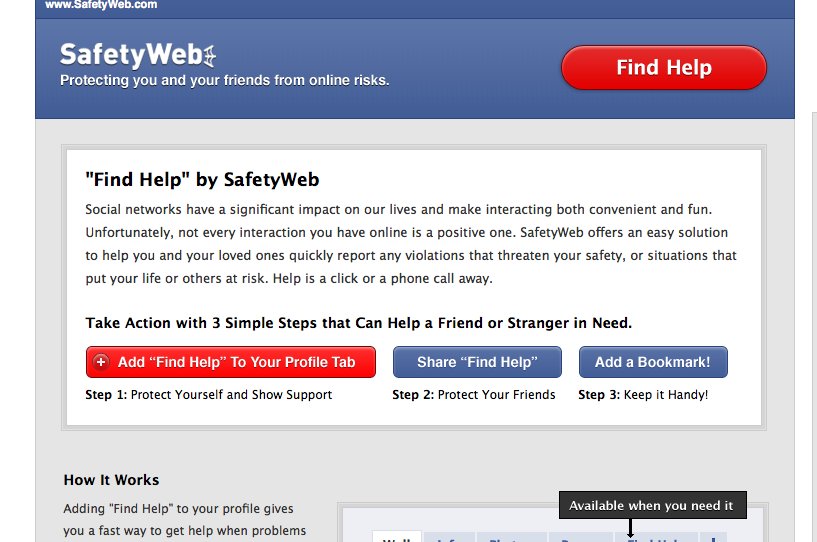 Find Help app to stop Facebook bullying