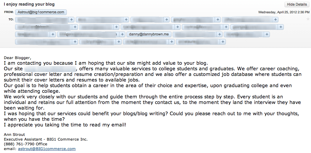 Email pitch